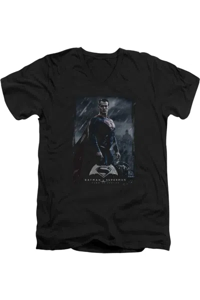 Gildan Batman V Superman Supe Poster Short Sleeve Adult V Neck Premium Cotton Tee / T-shirt In Black