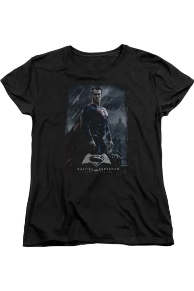 Gildan Batman V Superman Supe Poster Short Sleeve Womens Tee / T-shirt In Black