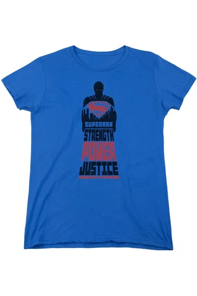 Gildan Batman V Superman Super Justice Short Sleeve Womens Tee / T-shirt In Blue