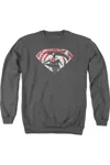 Gildan Batman V Superman Super Splatter Logo Adult Crewneck Sweatshirt In Pink