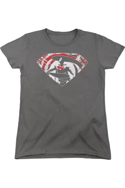 Gildan Batman V Superman Super Splatter Logo Short Sleeve Womens Tee / T-shirt In Pink