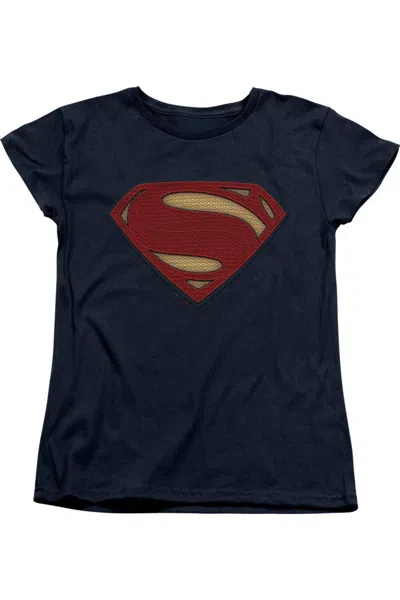 Gildan Batman V Superman Superman Costume Shield Short Sleeve Women´s Tee / T-shirt In Blue