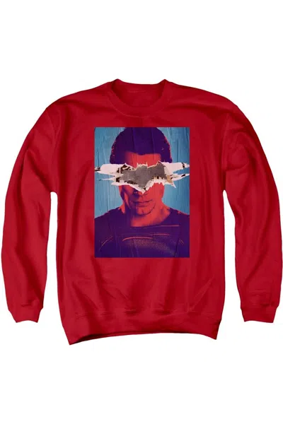 Gildan Batman V Superman Superman Poster Adult Crewneck Sweatshirt In Red
