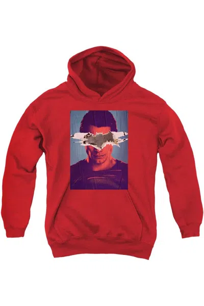 Gildan Kids' Batman V Superman Superman Poster Youth Pull Over Hoodie / Hooded Sweatshirt In Red