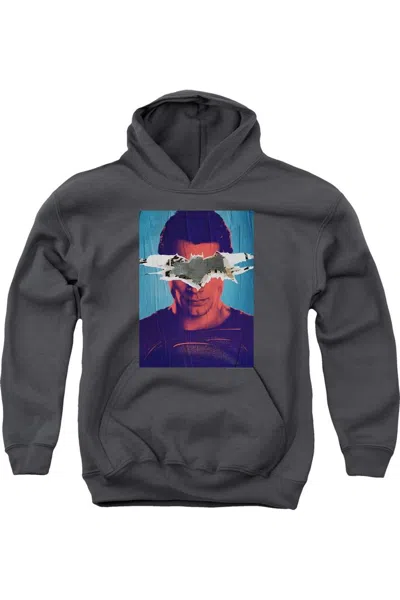 Gildan Kids' Batman V Superman Superman Poster Youth Pull Over Hoodie / Hooded Sweatshirt In Gray