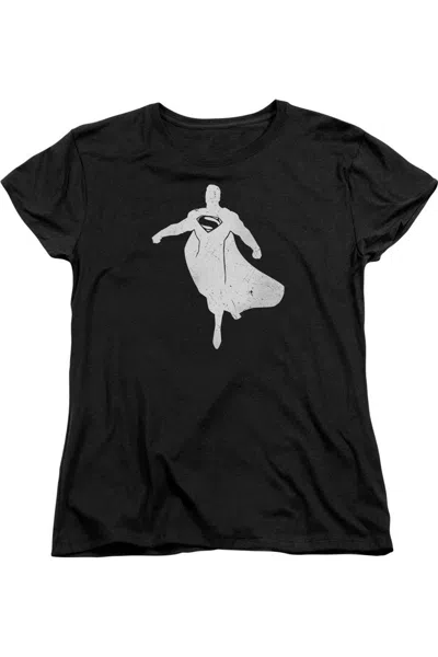Gildan Batman V Superman Superman Silhouette Short Sleeve Womens Tee / T-shirt In Black