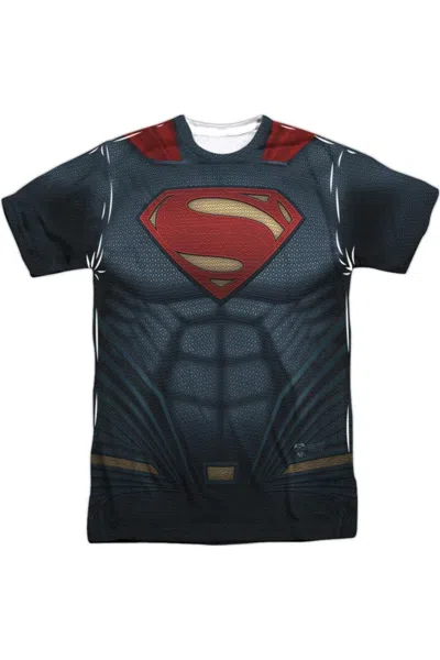 Gildan Batman V Superman Superman Uniform Short Sleeve Adult Poly Crew Tee / T-shirt In Blue