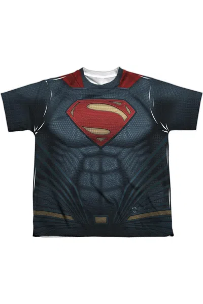 Gildan Kids' Batman V Superman Superman Uniform (front/back Print) Short Sleeve Youth Poly Crew Tee / T-shirt In Multi