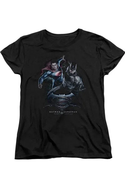 Gildan Batman V Superman Team Up Short Sleeve Womens Tee / T-shirt In Black