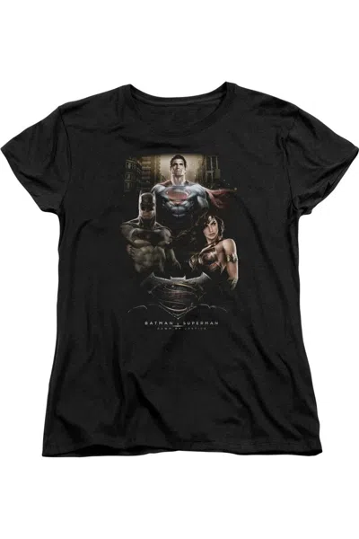 Gildan Batman V Superman The Three Short Sleeve Womens Tee / T-shirt In Black