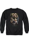 Gildan Batman V Superman Three In Action Adult Crewneck Sweatshirt In Black