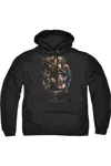 Gildan Batman V Superman Three In Action Adult Pull Over Hoodie / Hooded Sweatshirt In Black
