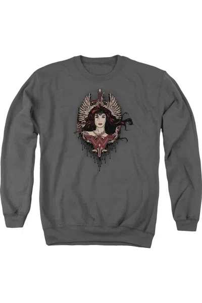 Gildan Batman V Superman Winged Goddess Adult Crewneck Sweatshirt In Pink