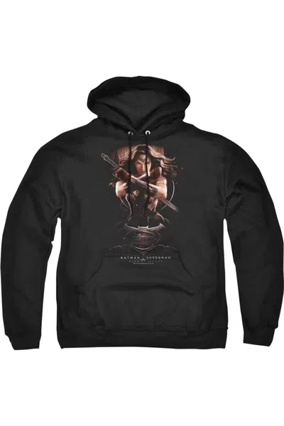 Gildan Batman V Superman Wonder Woman Ground Zero Adult Pull Over Hoodie / Hooded Sweatshirt In Black