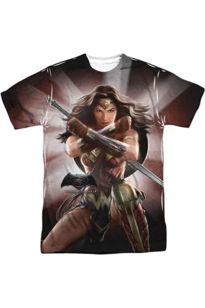 Gildan Batman V Superman Wonder Woman Light Short Sleeve Adult Poly Crew Tee / T-shirt In White