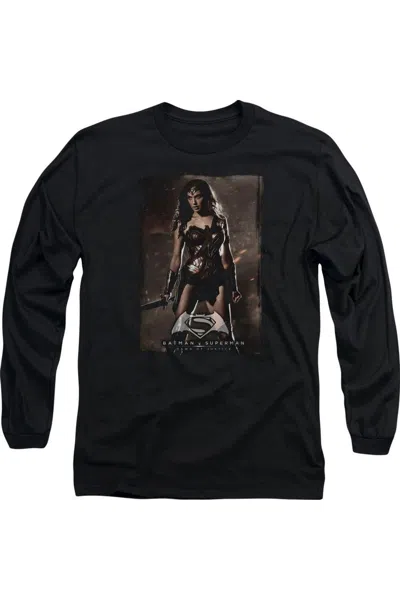 Gildan Batman V Superman Wonder Woman Poster Long Sleeve Adult Tee / T-shirt In Black