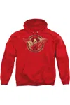 Gildan Batman V Superman Wonder Woman Shield Adult Pull Over Hoodie / Hooded Sweatshirt In Red