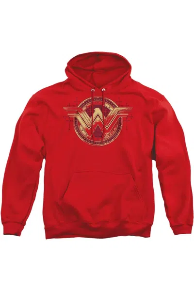 Gildan Batman V Superman Wonder Woman Shield Adult Pull Over Hoodie / Hooded Sweatshirt In Red