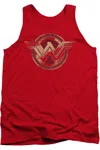 Gildan Batman V Superman Wonder Woman Shield Adult Tank Top In Red