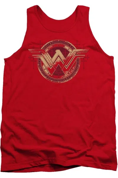 Gildan Batman V Superman Wonder Woman Shield Adult Tank Top In Red