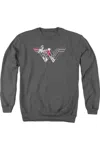 Gildan Batman V Superman Wonder Woman Splatter Logo Adult Crewneck Sweatshirt In Pink