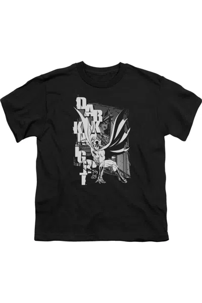 Gildan Kids' Batman Vertical Letters Short Sleeve Youth Tee / T-shirt In Black
