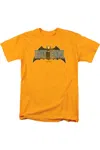 Gildan Batman Vintage Bat Logo On Gold Short Sleeve Adult Tee / T-shirt In Gold