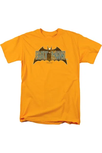 Gildan Batman Vintage Bat Logo On Gold Short Sleeve Adult Tee / T-shirt
