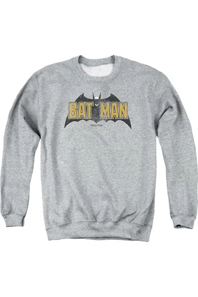 Gildan Batman Vintage Bat Logo On Gray Adult Crewneck Sweatshirt