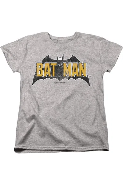 Gildan Batman Vintage Bat Logo On Gray Short Sleeve Women´s Tee / T-shirt In Multi