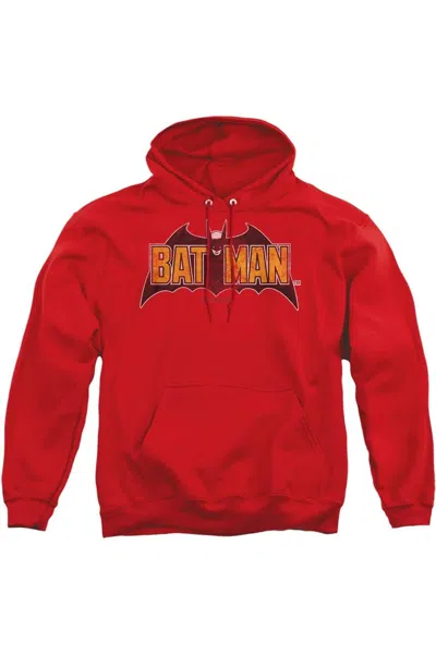 Gildan Batman Vintage Bat Logo On Red Adult Pull Over Hoodie / Hooded Sweatshirt
