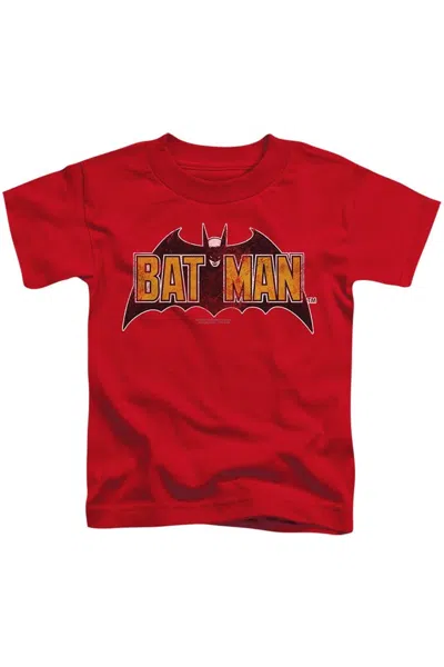Gildan Kids' Batman Vintage Bat Logo On Red Short Sleeve Toddler Tee / T-shirt In White