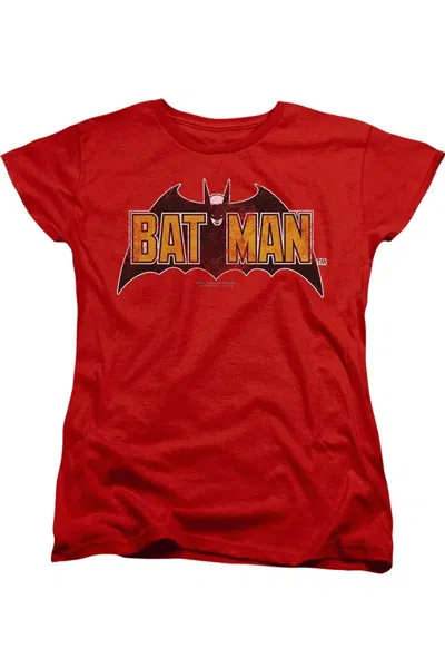 Gildan Batman Vintage Bat Logo On Red Short Sleeve Women´s Tee / T-shirt