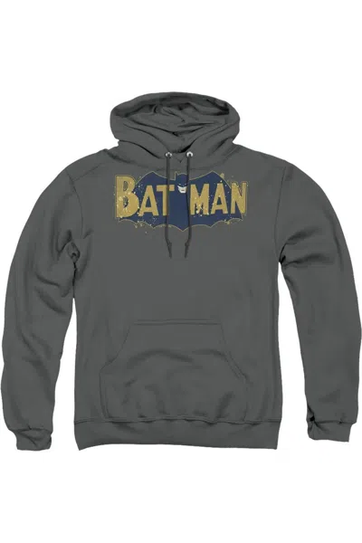 Gildan Batman Vintage Logo Splatter Adult Pull Over Hoodie / Hooded Sweatshirt In Gray