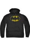 Gildan Batman Washed Bat Logo Adult Pull Over Hoodie / Hooded Sweatshirt In Black