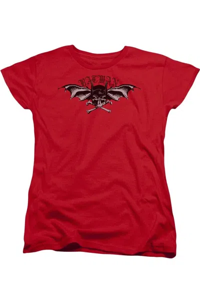 Gildan Batman Wings Of Wrath Short Sleeve Womens Tee / T-shirt In Red