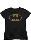 Gildan Batman Word Logo Short Sleeve Womens Tee / T-shirt In Black