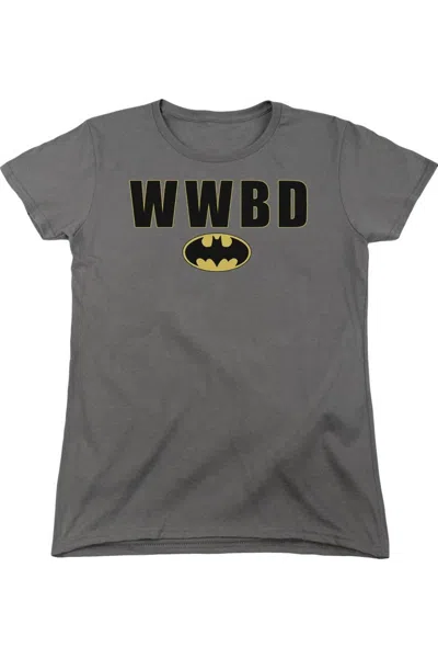 Gildan Batman Wwbd Logo Short Sleeve Womens T-shirt In Pink
