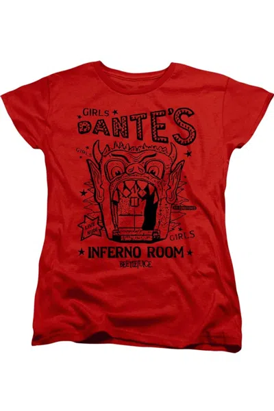Gildan Beetlejuice Dantes Inferno Room Short Sleeve Women´s Tee / T-shirt In Red