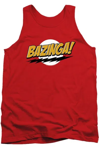 Gildan Big Bang Theory Bazinga Adult Tank Top In Red