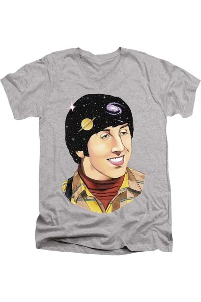 Gildan Big Bang Theory Howard Space Short Sleeve Adult V Neck Premium Cotton Tee / T-shirt In Gray