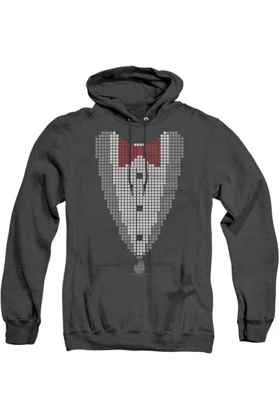 Gildan Big Bang Theory Pixelated Tux Adult Heather Hoodie / Hooded Sweatshirt In Black
