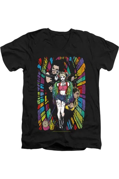 Gildan Birds Of Prey Color Corridor Short Sleeve Adult V Neck Premium Cotton Tee / T-shirt In Black