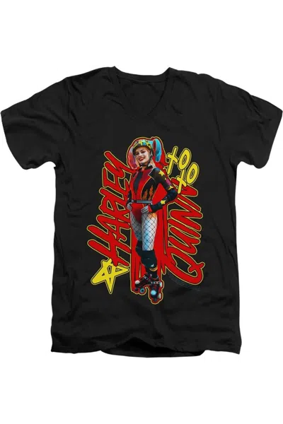 Gildan Birds Of Prey Harleymania Short Sleeve Adult V Neck Premium Cotton Tee / T-shirt In Black