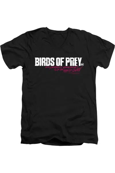 Gildan Birds Of Prey Horizontal Logo Short Sleeve Adult V Neck Premium Cotton Tee / T-shirt In Black