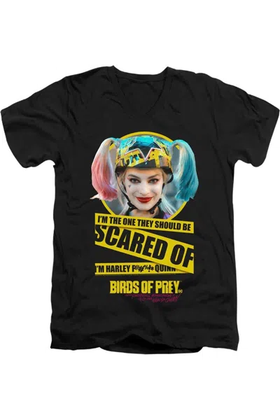 Gildan Birds Of Prey Scared Of Short Sleeve Adult V Neck Premium Cotton Tee / T-shirt In Black