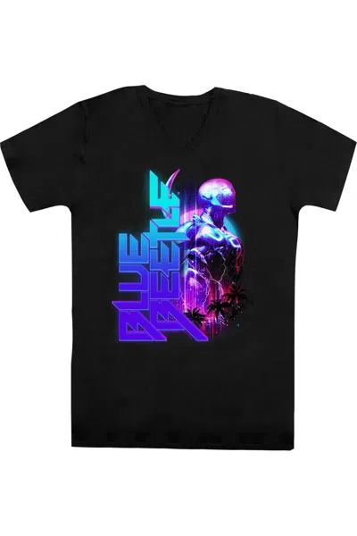 Gildan Blue Beetle (2023) Lightning Short Sleeve Adult V Neck Premium Cotton Tee / T-shirt In Black