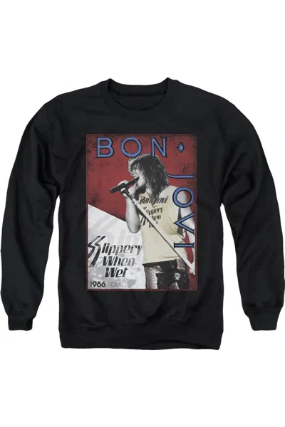 Gildan Bon Jovi 86 Tour Adult Crewneck Sweatshirt In Black
