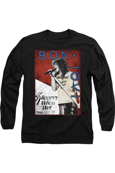 Gildan Bon Jovi 86 Tour Long Sleeve Adult Tee / T-shirt In Black