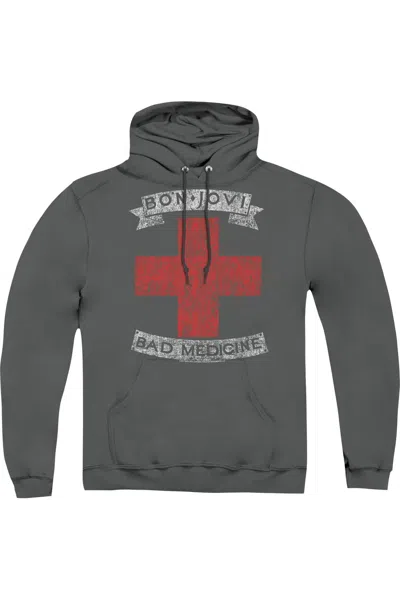 Gildan Bon Jovi Bad Medicine Adult Pull Over Hoodie In Pink